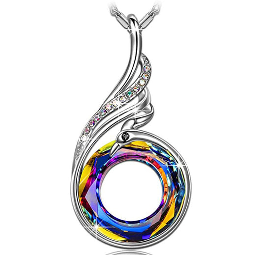 Womens Nirvana Phoenix Necklace Colorful Crystal Peacock