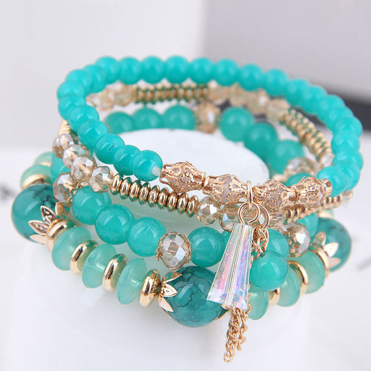 Bohemian Multilayer Multicolor Acrylic Beads Bracelet New Ethnic Strands Bracelets Bangles For Women Gift Pulseras Mujer