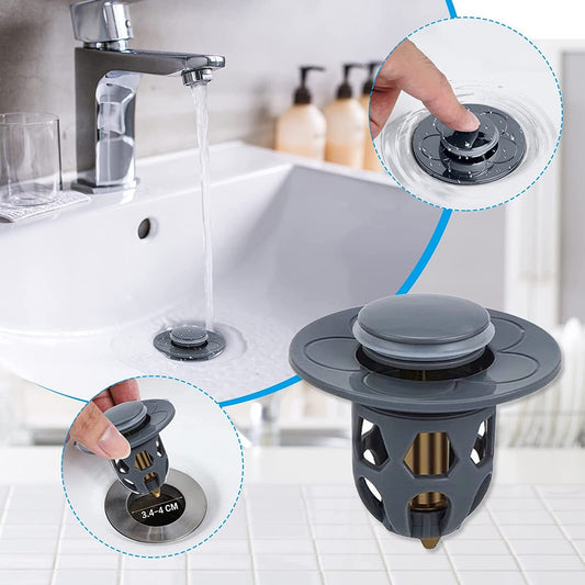 Washbasin Drainer Electroplating Bouncing Core Universal Head Leak-Proof Plug Pool Basin Copper Core Push Type