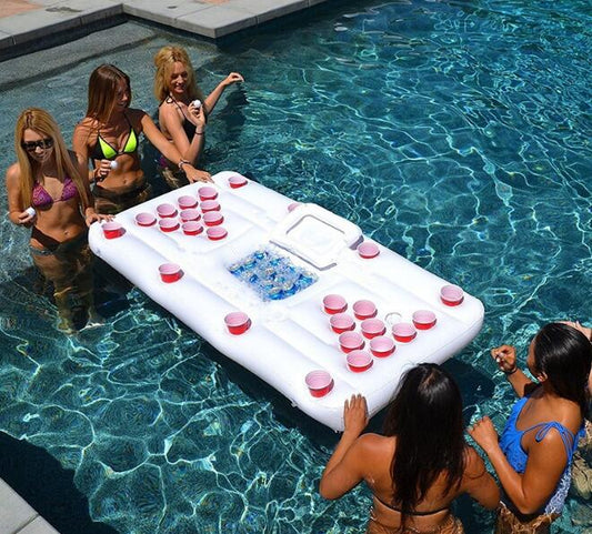 Water Party  Air Mattress Ice Bucket Cooler Cup Holder Inflatable Pong Table Pool Float