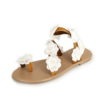 Womens produce summer foreign flowers flat bottom set ladies fashion sandals