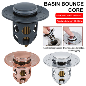 Washbasin Drainer Electroplating Bouncing Core Universal Head Leak-Proof Plug Pool Basin Copper Core Push Type